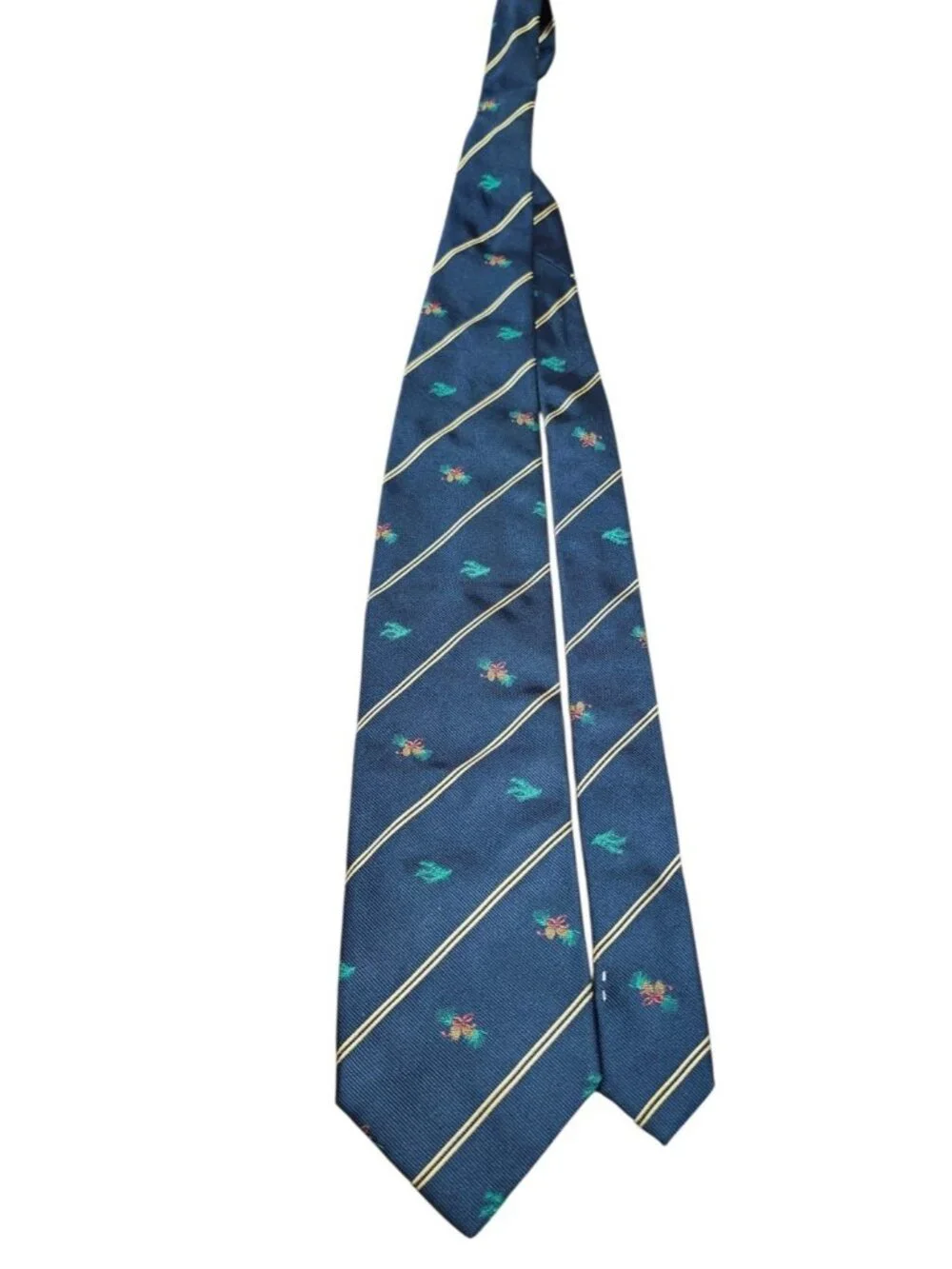 Burberry London 100% Silk Navy Striped Pinecone Motif Men’s Tie Made Italy